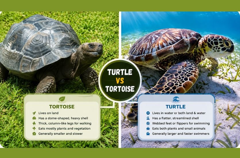 Turtle vs Tortoise: Key Differences, Similarities, Habitat, Diet, Lifespan and Amazing Facts